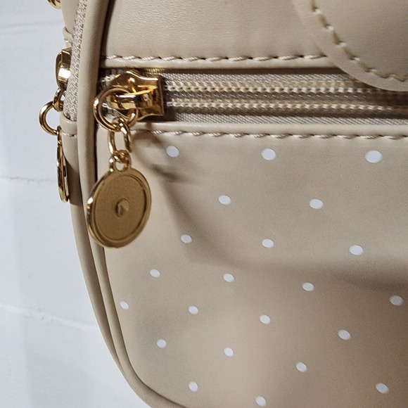 Kids Mini Backpack Purse Beige Polka‎ Dot Bow Accent Ears Girls Toddler - Picture 3 of 9